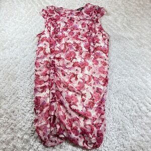 Express Dress Women's XL Pink Floral Ruched Bodycon Party Cocktail Date Night